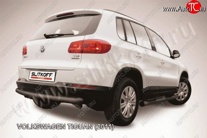 9 099 р. Защита задняя Slitkoff Volkswagen Tiguan NF рестайлинг (2011-2017) (Цвет: серебристый)  с доставкой в г. Белгород