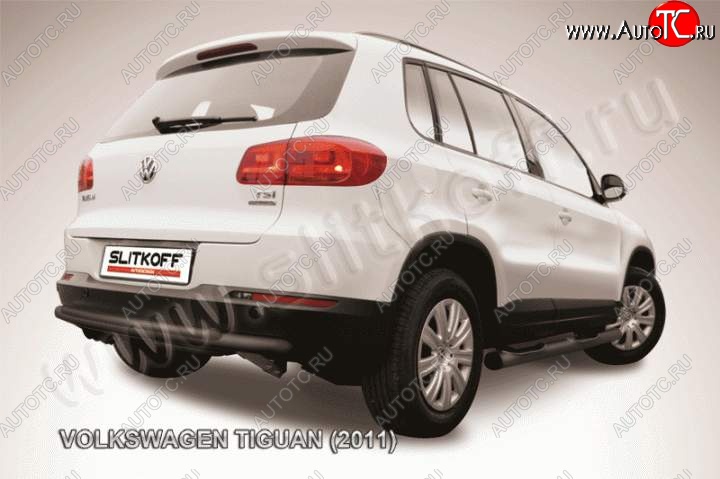 8 599 р. Защита задняя Slitkoff Volkswagen Tiguan NF рестайлинг (2011-2017) (Цвет: серебристый)  с доставкой в г. Белгород