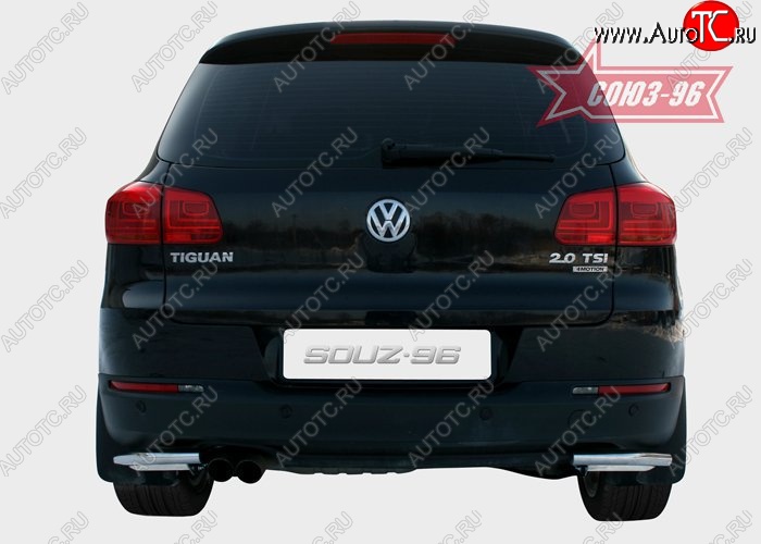12 779 р. Защита заднего бампера из боковых уголков Souz-96 (d42) Volkswagen Tiguan NF рестайлинг (2011-2017)  с доставкой в г. Белгород