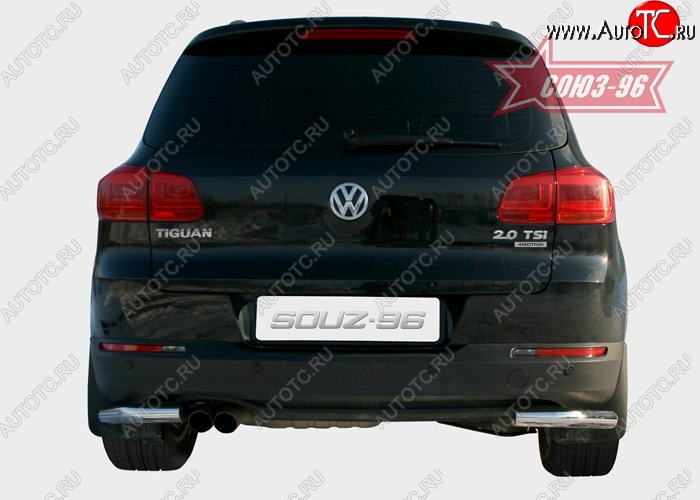 17 054 р. Защита заднего бампера из боковых уголков Souz-96 (d60) Volkswagen Tiguan NF рестайлинг (2011-2017)  с доставкой в г. Белгород