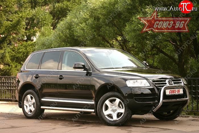 11 609 р. Защита переднего бампера Souz-96 (d60) Volkswagen Touareg 1 GP дорестайлинг (2002-2007)  с доставкой в г. Белгород