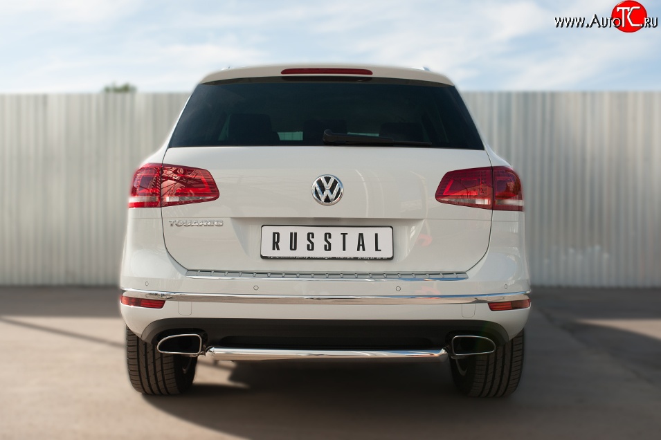 18 299 р. Одинарная защита заднего бампера диаметром 63 мм SLITKOFF  Volkswagen Touareg  NF (2014-2018) рестайлинг  с доставкой в г. Белгород
