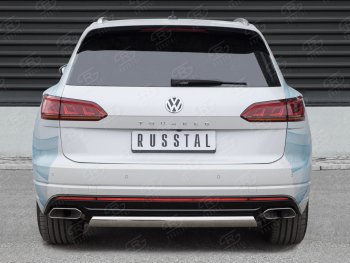 Защита заднего бампера (Ø75х42 мм, нержавейка) Russtal Volkswagen Touareg 3 CR дорестайлинг (2018-2022)