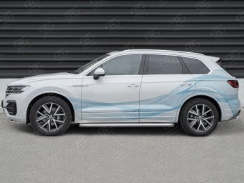 43 999 р. Пороги SLITKOFF d63 с листом  Volkswagen Touareg  CR (2018-2025) (лист нержавейка, проф. нержавейка)  с доставкой в г. Белгород. Увеличить фотографию 3