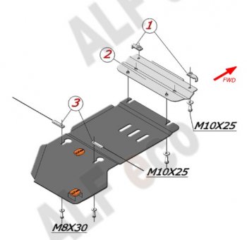 Защита КПП ALFECO (дв. 3,0D; 3,2; 3,6) Volkswagen Touareg 1 GP дорестайлинг (2002-2007)