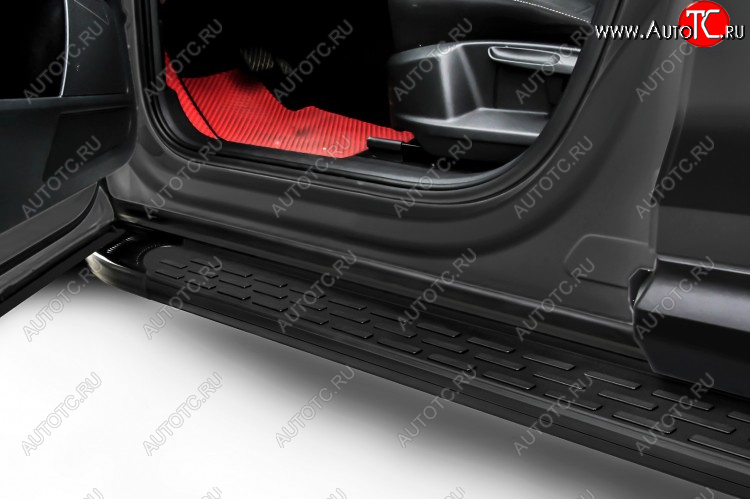 17 749 р. Пороги алюминиевые Slitkoff Volkswagen Touareg 2 NF дорестайлинг (2010-2014) (Premium Black)  с доставкой в г. Белгород