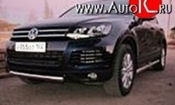 Одинарная защита переднего бампера d76 мм Металл Дизайн Volkswagen Touareg 2 NF дорестайлинг (2010-2014) (полированная нержавейка)
