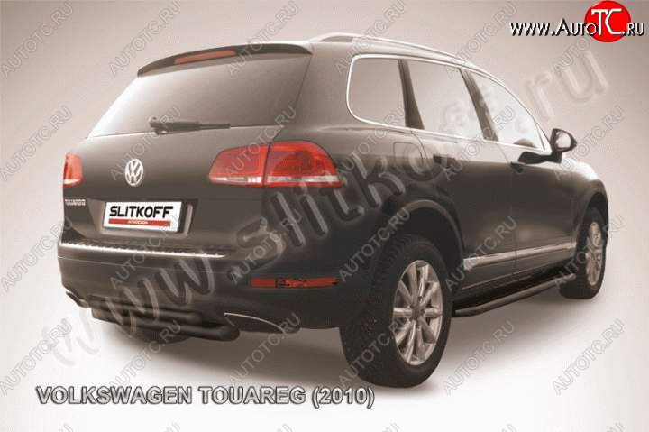 8 199 р. Защита задняя Slitkoff Volkswagen Touareg 2 NF дорестайлинг (2010-2014) (Цвет: серебристый)  с доставкой в г. Белгород