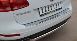 15 249 р. Одинарная защита заднего бампера из трубы диаметром 63 мм SLITKOFF  Volkswagen Touareg  NF (2010-2014) дорестайлинг  с доставкой в г. Белгород. Увеличить фотографию 2
