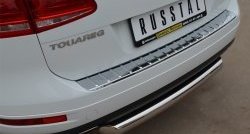 15 549 р. Одинарная защита заднего бампера из трубы диаметром 76 мм SLITKOFF Volkswagen Touareg 2 NF дорестайлинг (2010-2014)  с доставкой в г. Белгород. Увеличить фотографию 2