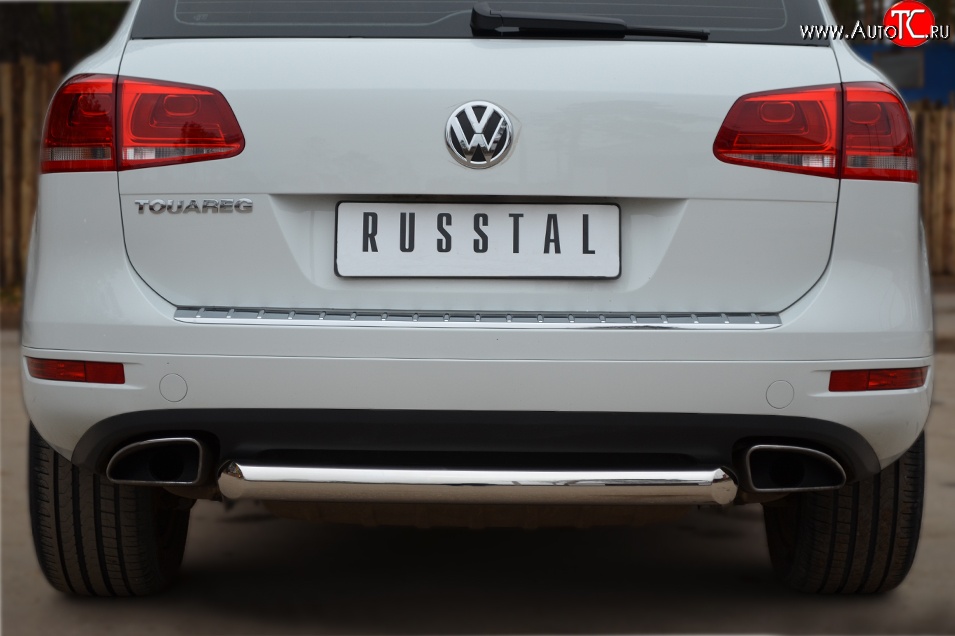 15 549 р. Одинарная защита заднего бампера из трубы диаметром 76 мм SLITKOFF Volkswagen Touareg 2 NF дорестайлинг (2010-2014)  с доставкой в г. Белгород