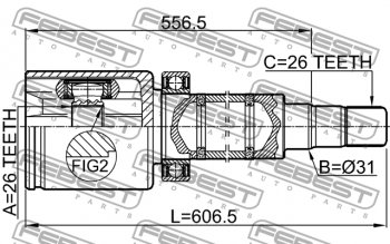 9 299 р. Правый шрус внутренний передний Febest (26X31X26) Volvo S70 (1996-2000)  с доставкой в г. Белгород. Увеличить фотографию 2